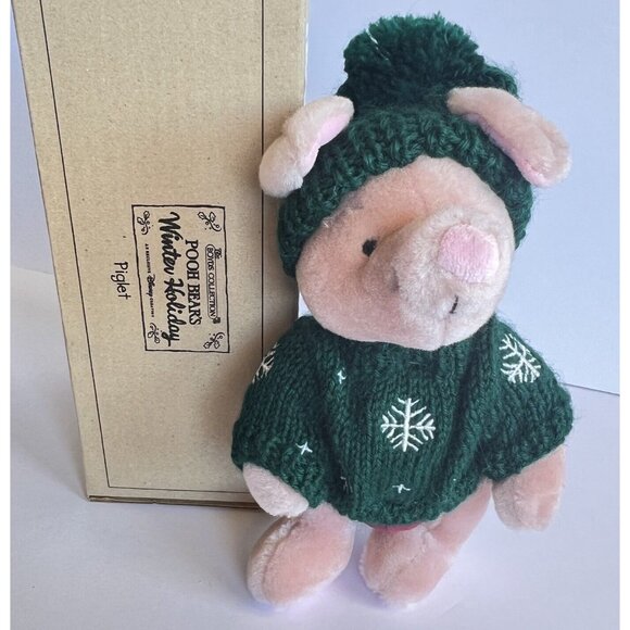 Piglet Disney Winter Holiday Boyds Collection Jointed Plush Stuffed Animal 8" - Picture 1 of 6